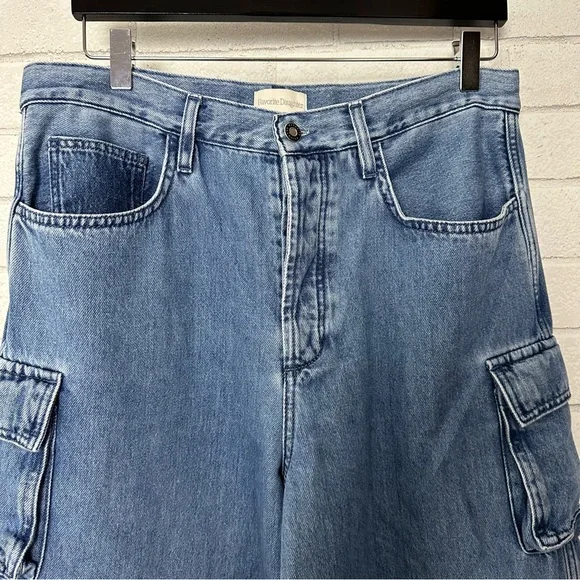 Favorite Daughter the Carly Cargo Jeans Highway High Rise Wide Leg 31 Cotton - Picture 6 of 14